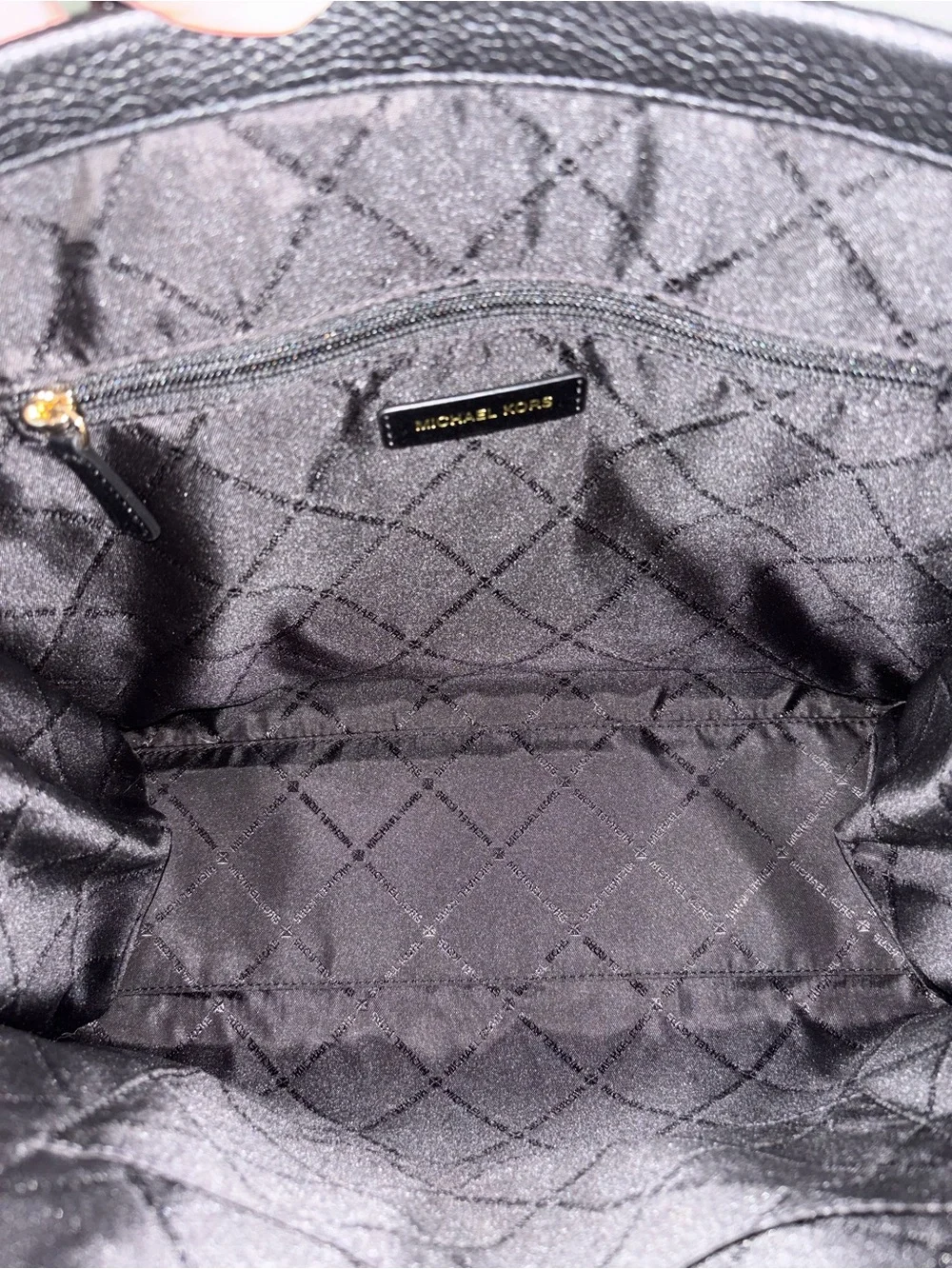 Michael Kors Black Logo Embossed Leather Tote Bag